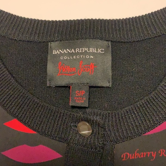 Banana Republic x L’wren Scott Lip Print Cardigan - Women’s Size Small - Picture 7 of 7